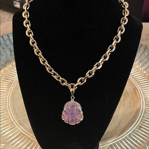 NWOT Gold Chain Necklace with Purple Buddha